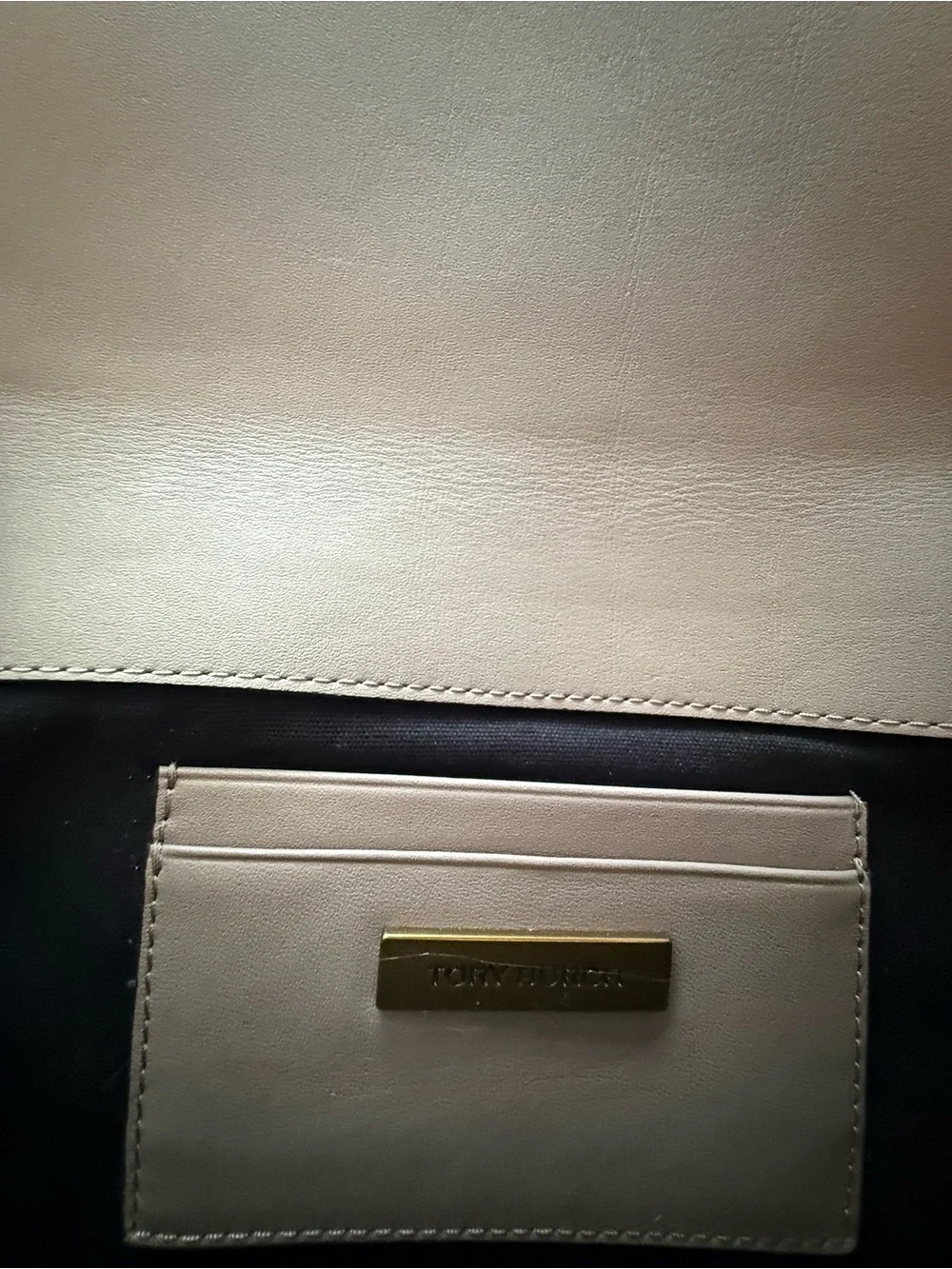 Tory Burch Miller Logo Folding Serif Clutch – French Gray – Style #33230